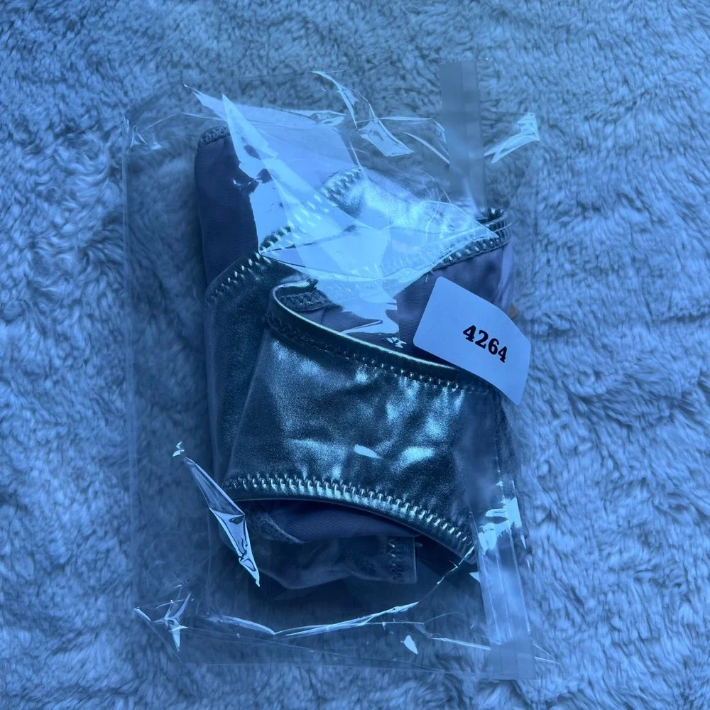 SKIMS Metallic Bikini Swim Bottom Nickel Silver SW-BKN-0032 Women's Size 3X NEW